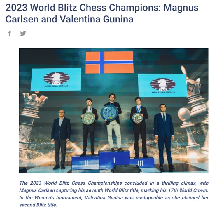 Fifth World Rapid Championship title for Magnus Carlsen