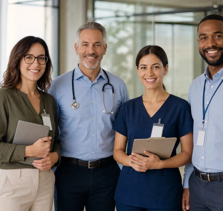Equipe da área da saúde para avaliar riscos psicossociais