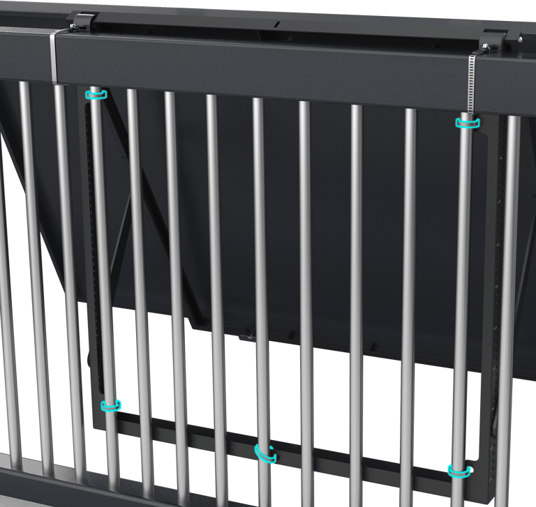 Versatile residential solar mounting system installed on a balcony, compatible with all inverters and panels, featuring adjus