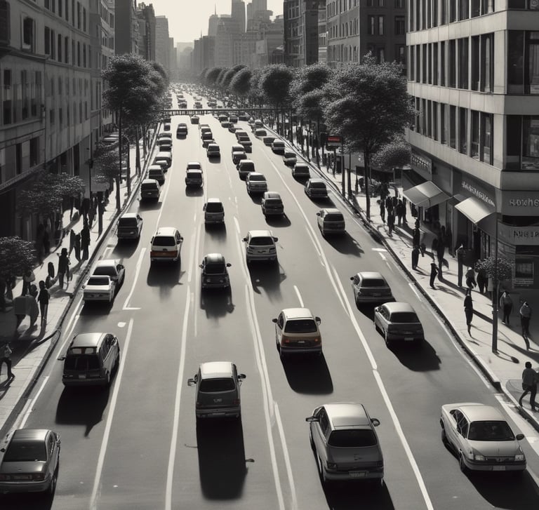 Motorcyclists navigate through a series of winding paths marked by traffic cones on a spacious asphalt surface. The riders appear to be in a training or practice setting, wearing helmets and safety vests. The sunlight casts crisp shadows on the ground, highlighting the serpentine pattern of the chalk lines and cones.
