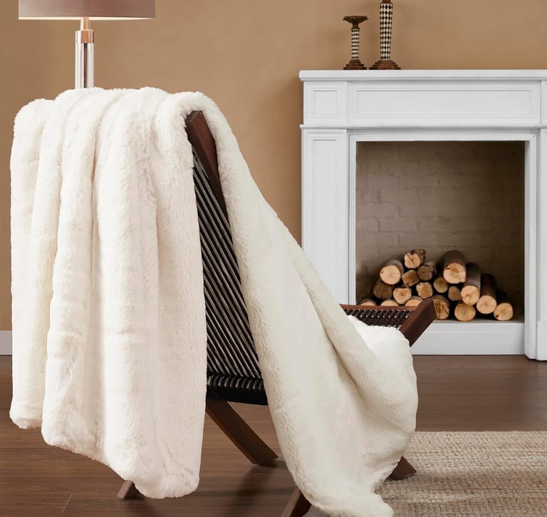 white faux fur throw UGG