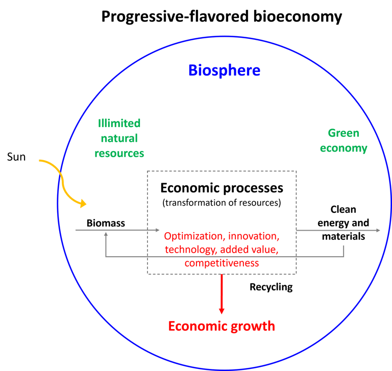 Diagram of the modern bioeconomy, in which innovation is central and frugality is forgotten