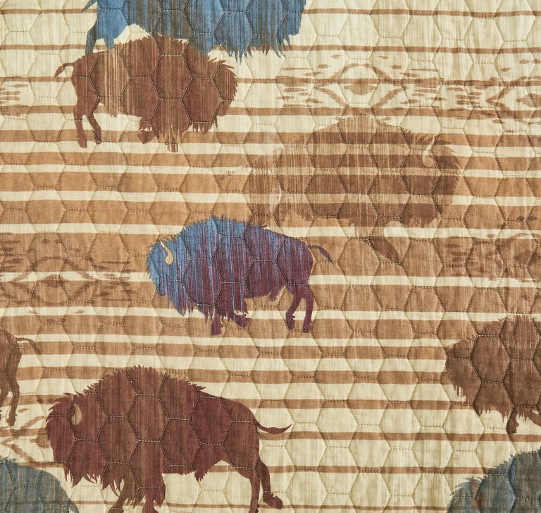 Stitched Bison design quilt