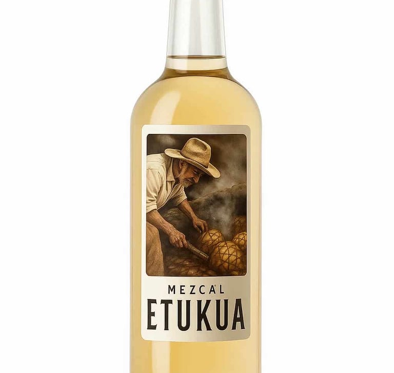 Maestro mezcalero revisando el proceso de cocción del agave en un horno de tierraMaestro mezcalero 