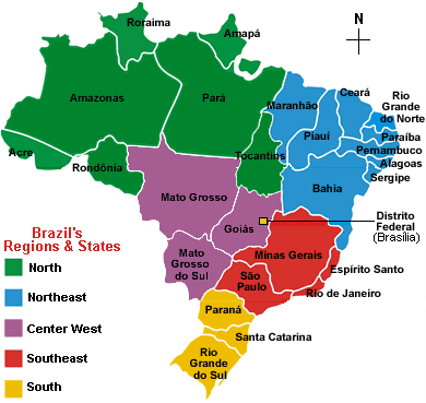 a map of the Brazil's most important regions