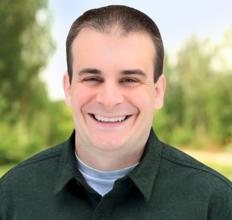 a man with a green shirt and a white shirt
