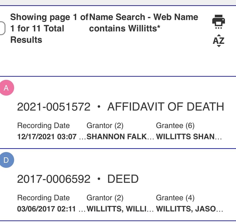 Death affidavit for Shannon Falk in California