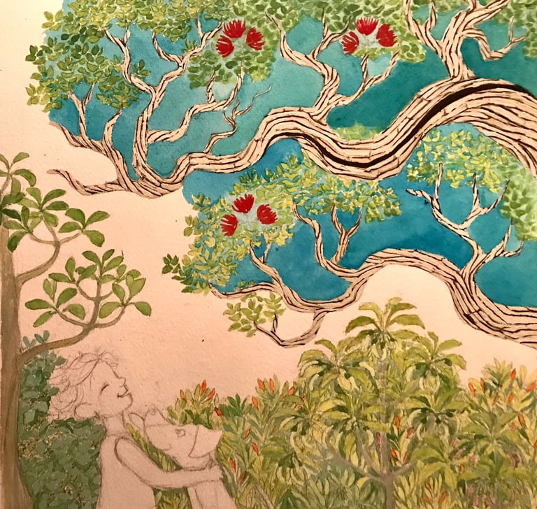 erzsi palko - art from Under the Ohia Tree - hawaii childrenʻs book