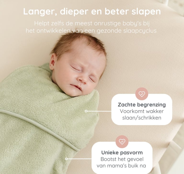 Ingepakt Puckababy Piep slaapzakje in olijfgroen voor een veilige slaap