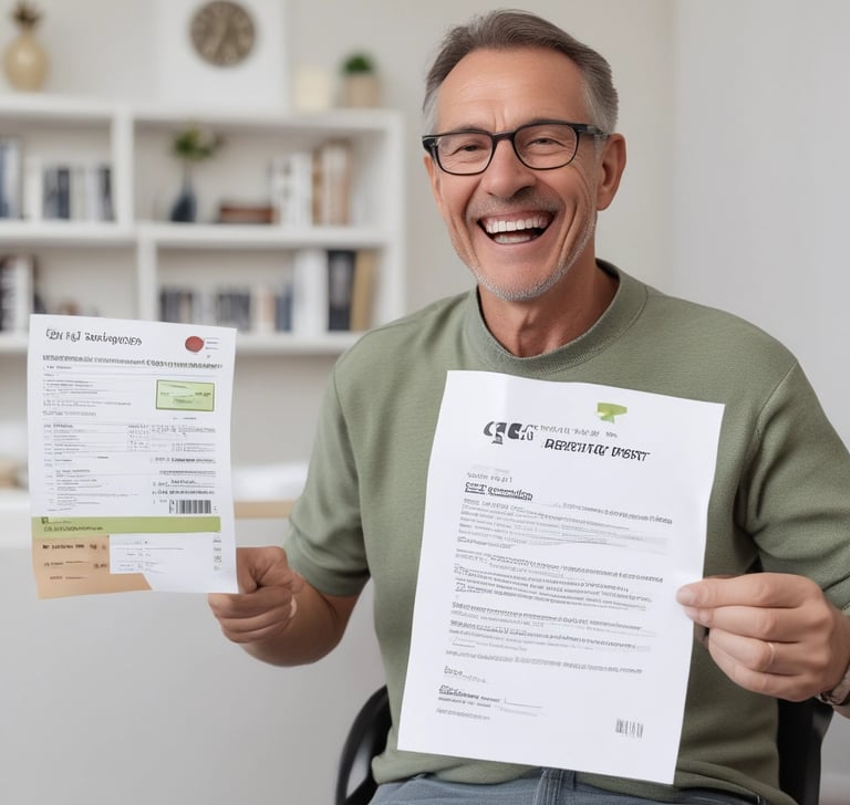 A multi-story building with various business signs and advertisements, including healthcare-related establishments like dental and surgical clinics. The structure has a modern facade with windows and air conditioning units. Parked cars and a motorcycle, as well as a cyclist, are visible on the street. The sky is clear with a few clouds.