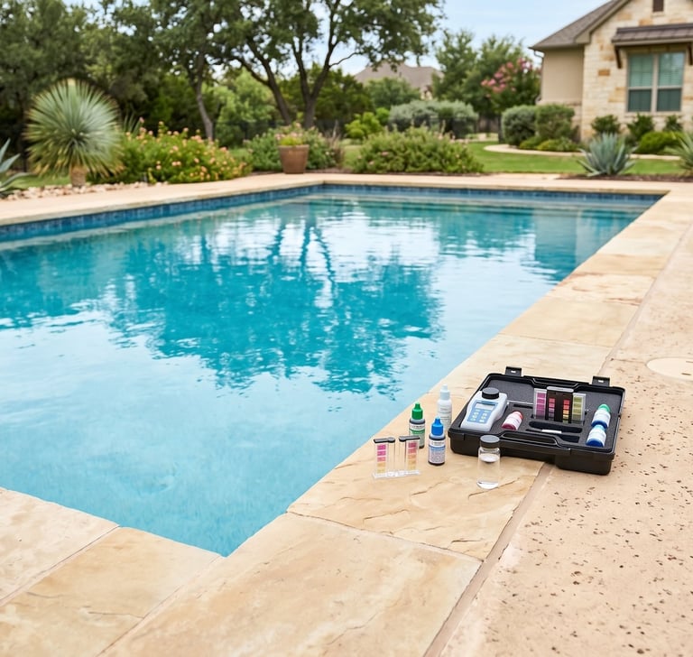 Testing pool water for chemical balancing in Round Rock Texas