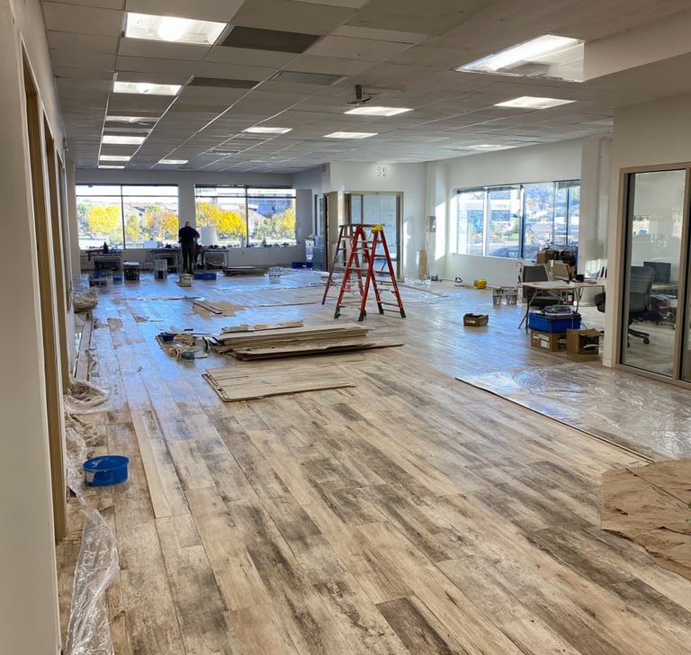 Commercial flooring installation in Fulshear TX office space by Next Floors LLC