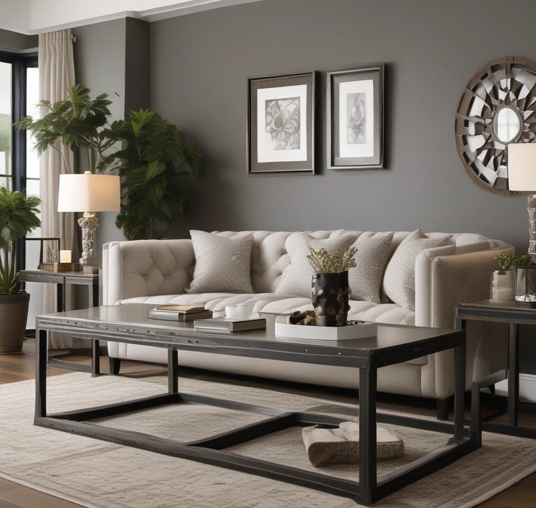 An assortment of traditional Arabic brass coffee pots, leather goods, and various wooden and metal artifacts are displayed in a cluttered vintage shop. The items are arranged on shelves and hanging from the ceiling, showcasing intricate designs and craftsmanship.