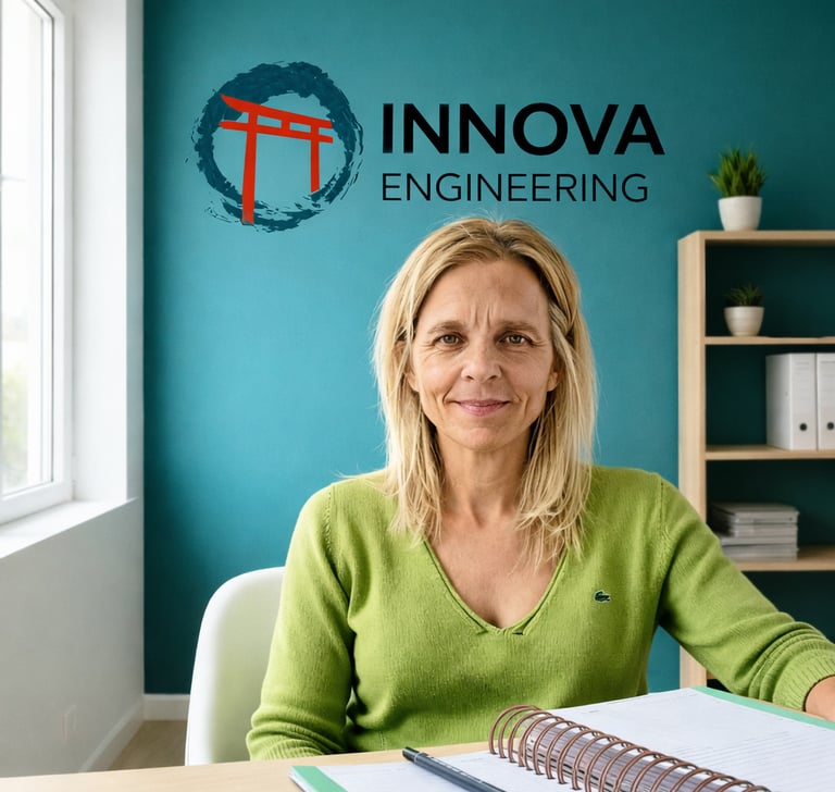 Civil and structural engineer working at desk, founder of INNOVA Engineering