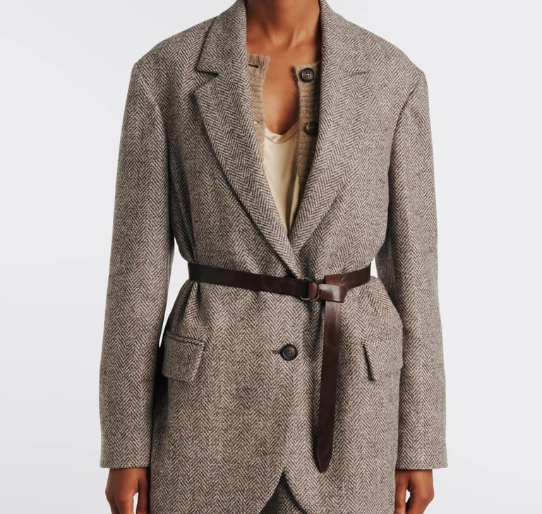 a model in a trench coat with a belt