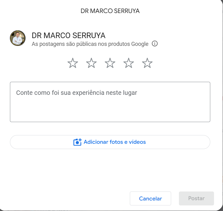 Imagem ilustrativa da avaliação no google