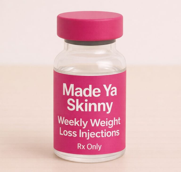 a vial of weekly weight loss injections