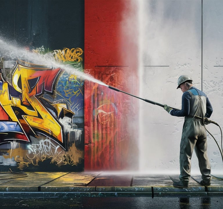 Limpieza de grafitis en Málaga con sistema de agua a presión- SIN GRAFFITIS