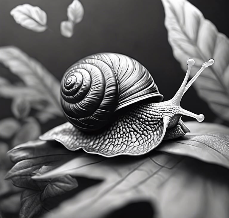 AI snail Art black white