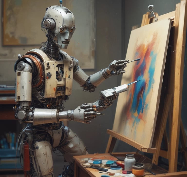 white and brown human robot illustration