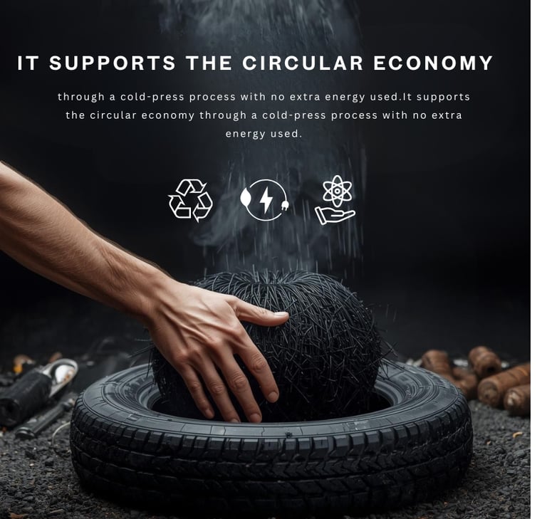 Transforming recycled tire granules into sustainable products using low-energy, circular processes. 