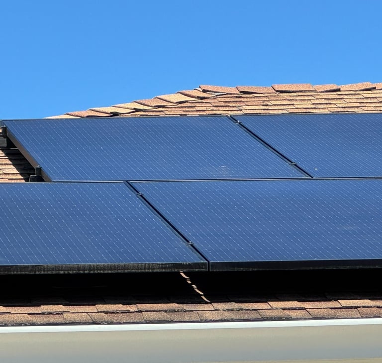 Spotless solar panels cleaned by Chez Cleaning Services