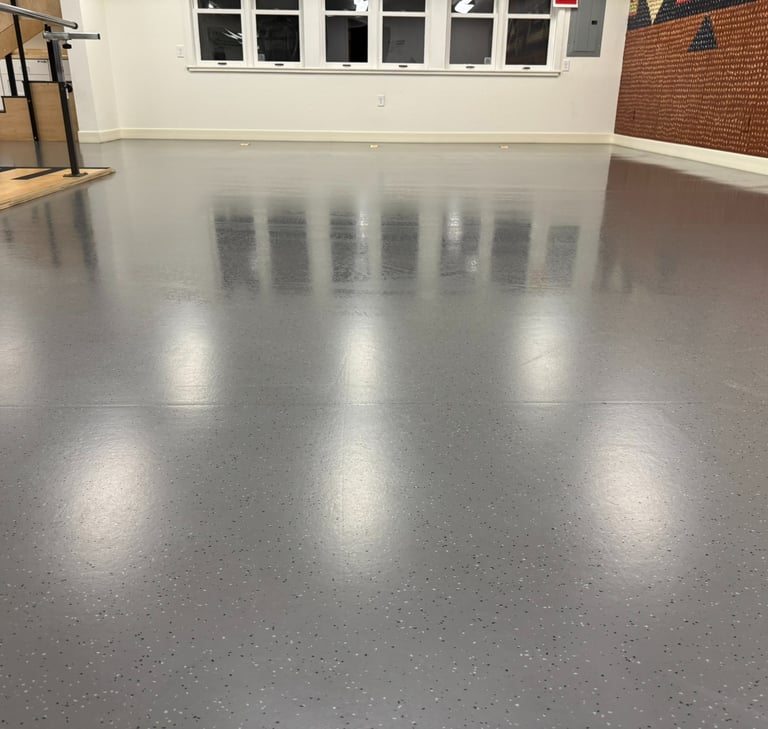 Shiny deep cleaned gym floor after being cleaned by Chez Cleaning Services