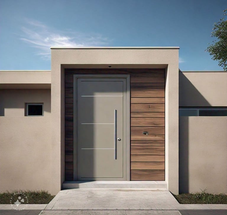 Puerta metálica de seguridad con diseño moderno