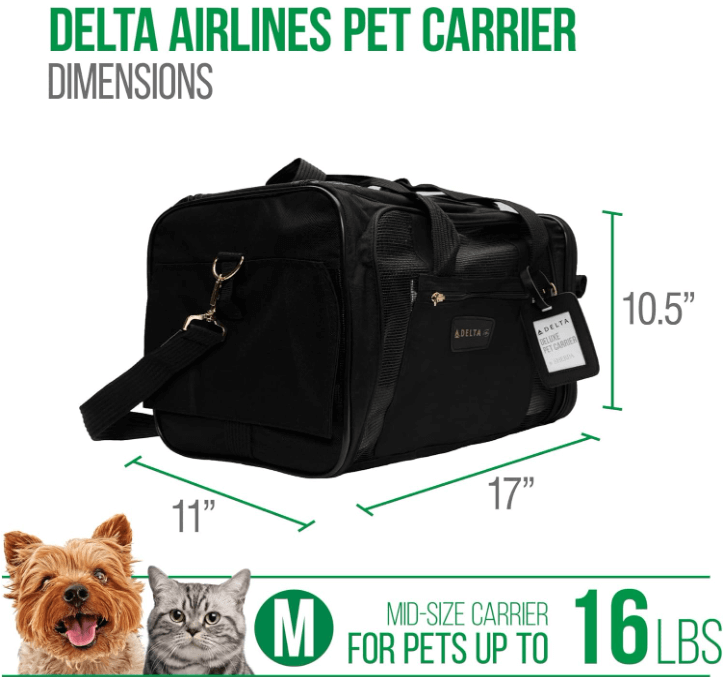 soft-sided pet carrier, a secure way to travel to pet friendly cabin rentals.