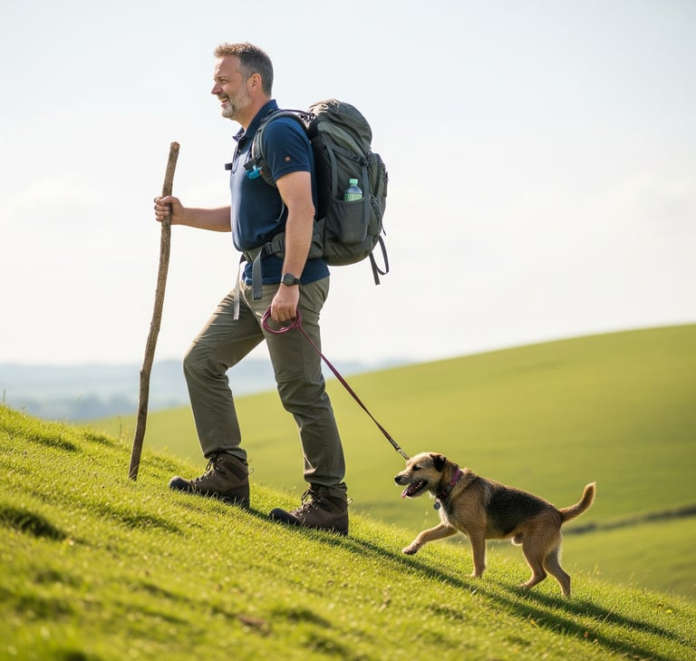 A man hiking after successful foot treatment