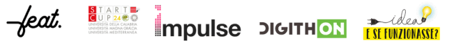 Loghi di partner e riconoscimenti: E se funzionasse, feeat ventures, digithon, startup cup calabria,