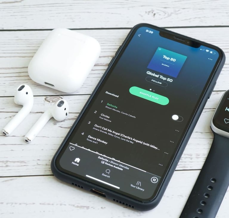 Spotify playlist on mobile phone