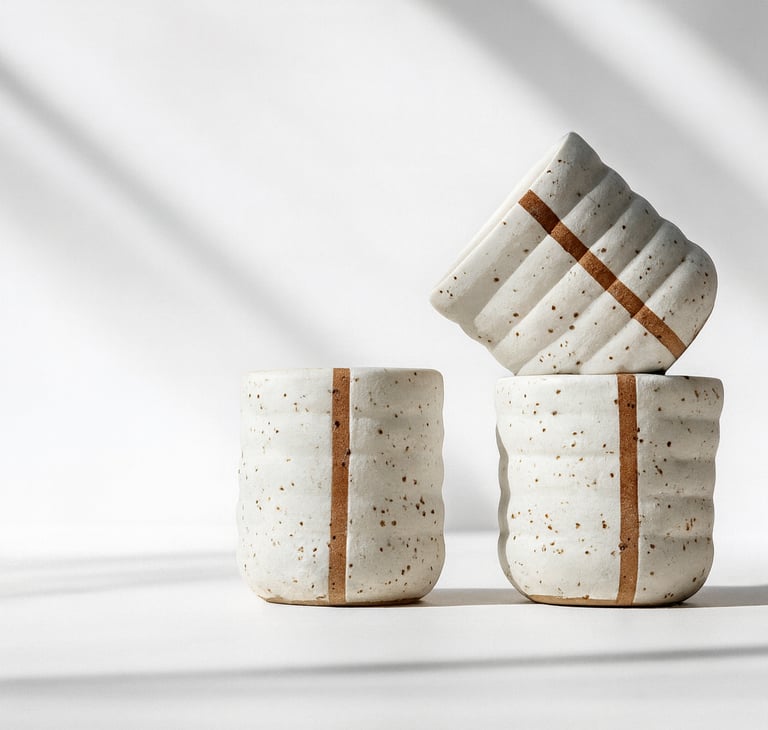 Gewellte Becher in weiß