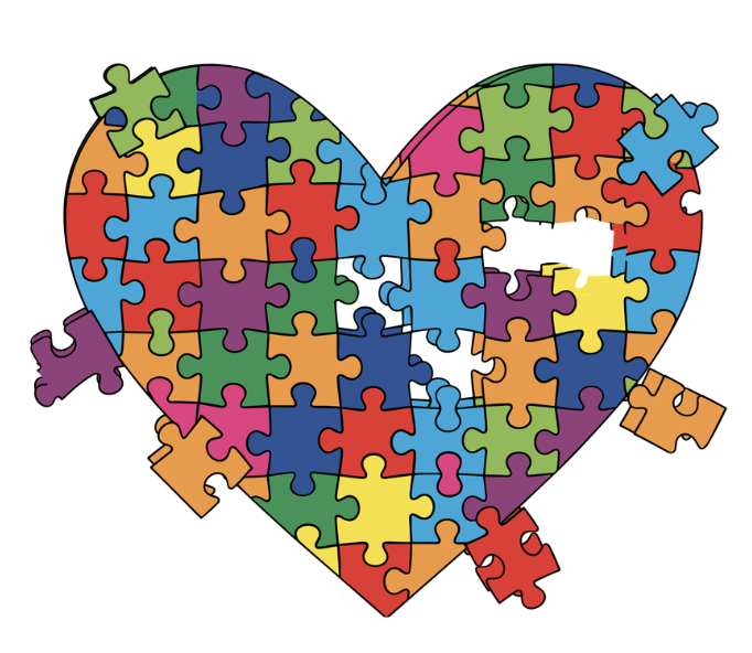 a heart shaped puzzle piece with a puzzle piece of puzzle pieces