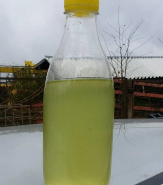 Nuotekų mėginys po 18 savaičių Biocleaner veikimo.