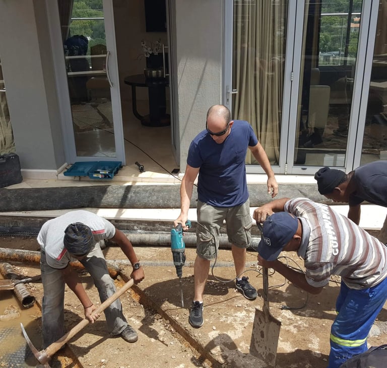 Leak tracing on severely compromised slab at Sandhurst Towers, Sandton