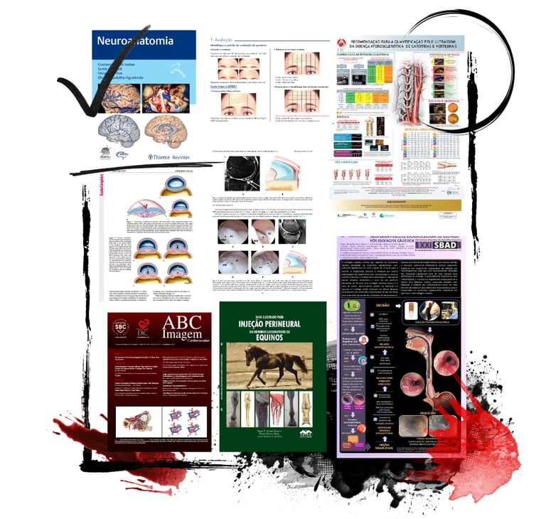 Materiais visuais médicos e apresentações científicas criados por Rodrigo Tonan para médicos e pesqu