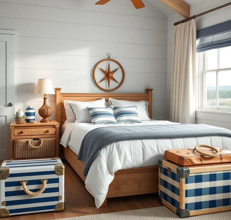 a nautical bedroom with Nautical-Themed Storage