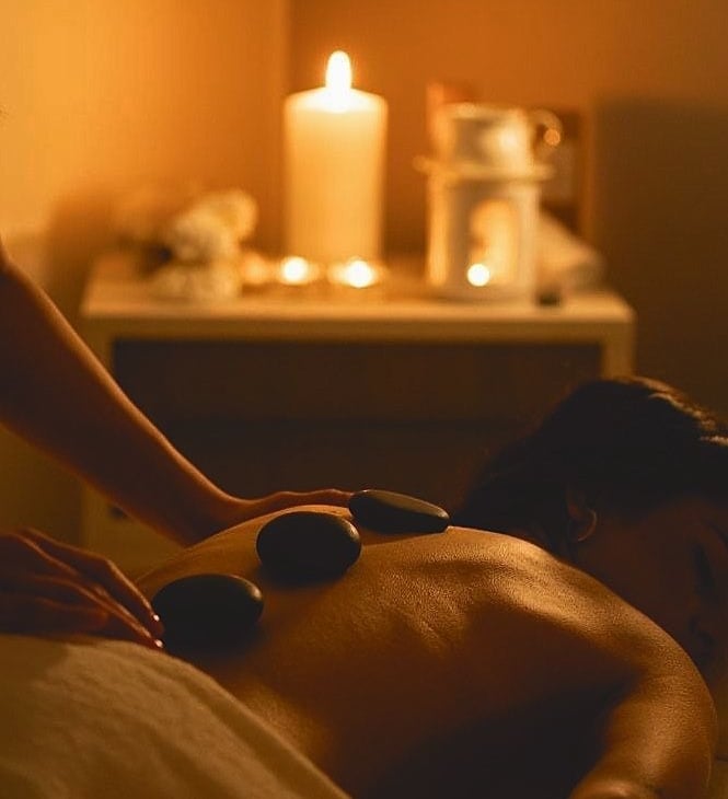 a man getting a massage at a spa