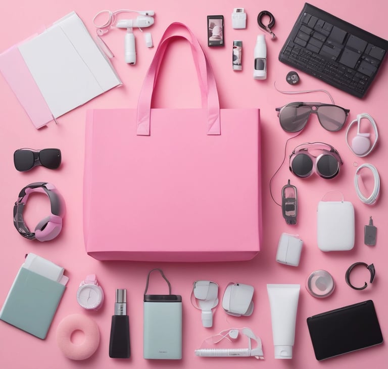 A colorful grid of icons representing different affiliate categories like tech, fashion, and home goods.