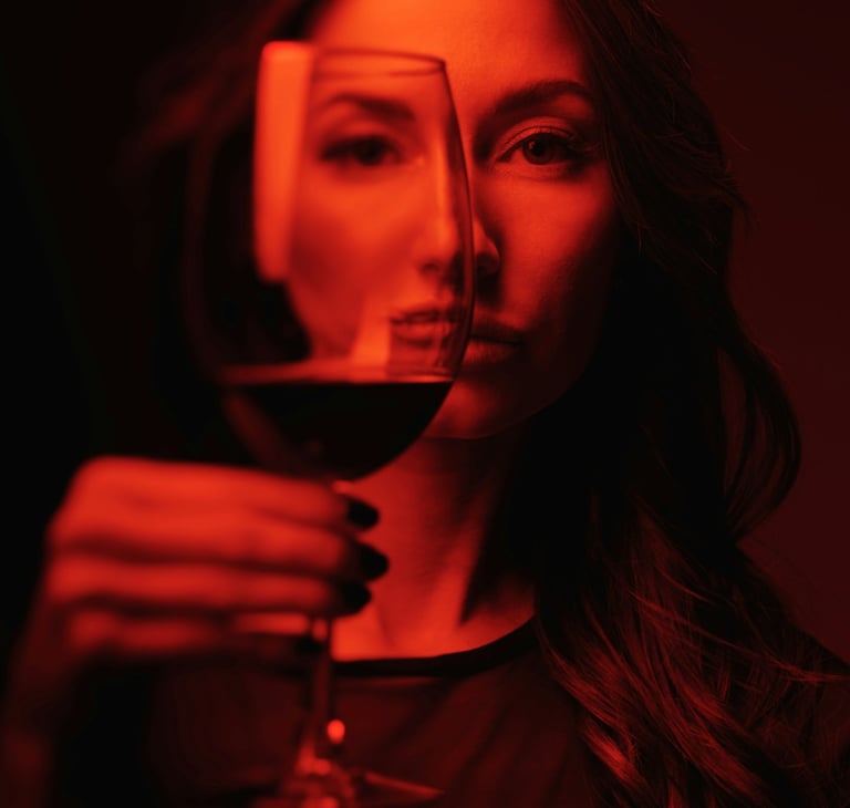 Woman with glass of wine