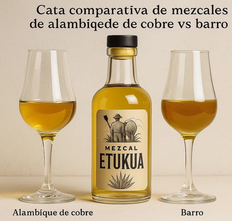 Alambique de cobre para destilación de mezcal artesanal con detalle del material