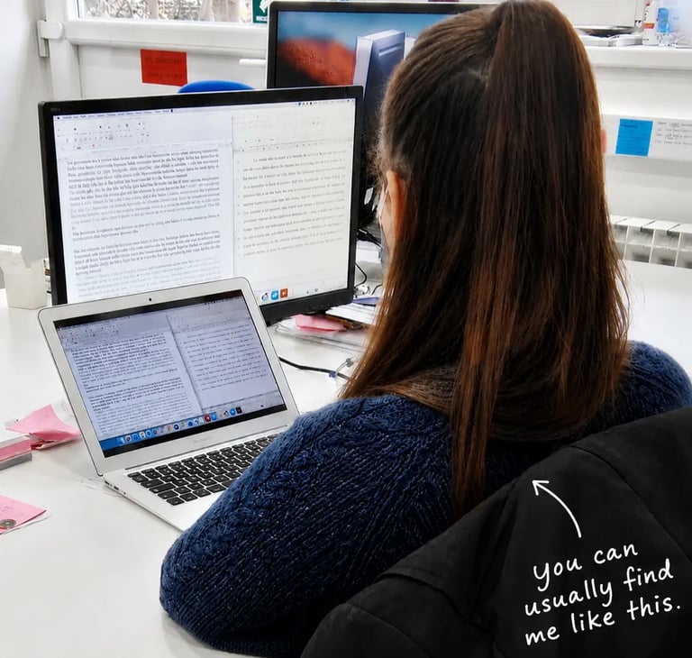 Medical writer working at her laptop