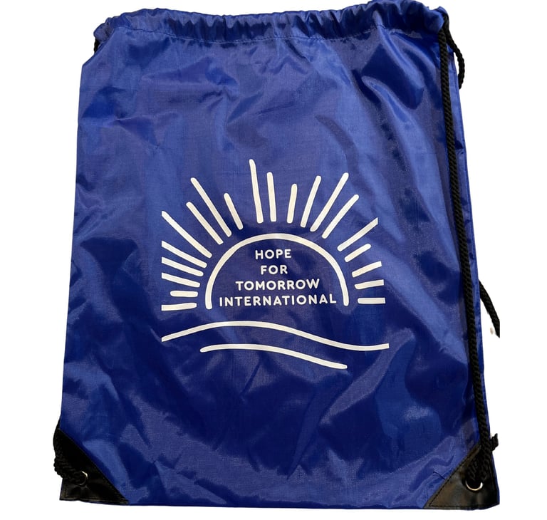 Blue Drawstring Bag