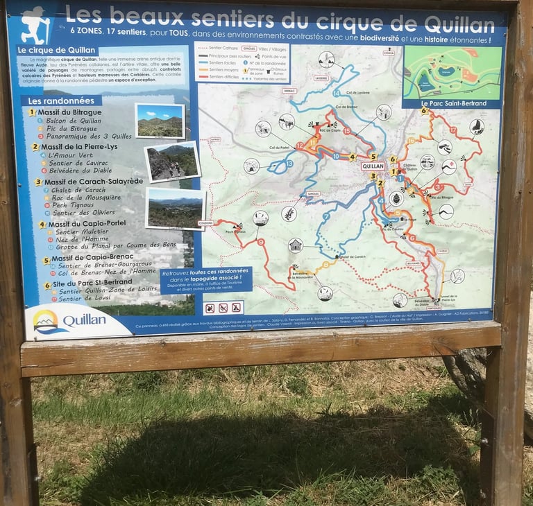 Hiking trail map for Cirque de Quillan