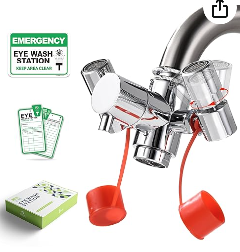 Eye Wash Station for Emergency Eye Wash - Faucet Mounted Eye Wash Station Attachment with Multi-Angl