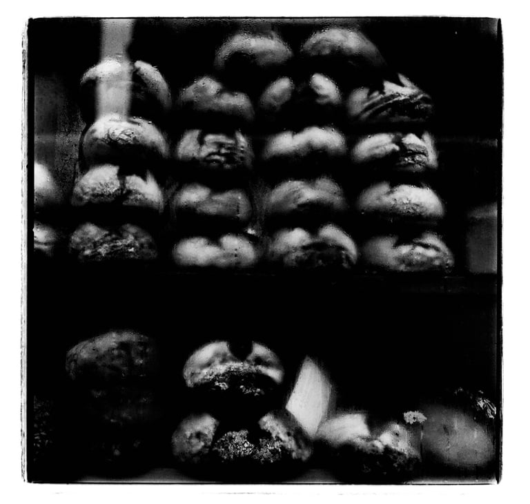A display from the bakery store with bread loafs. Creator: Slawek Dejneka