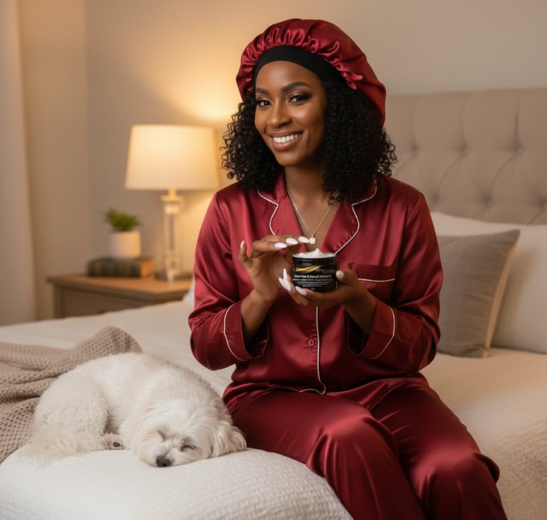 image of black lady with her dog 
