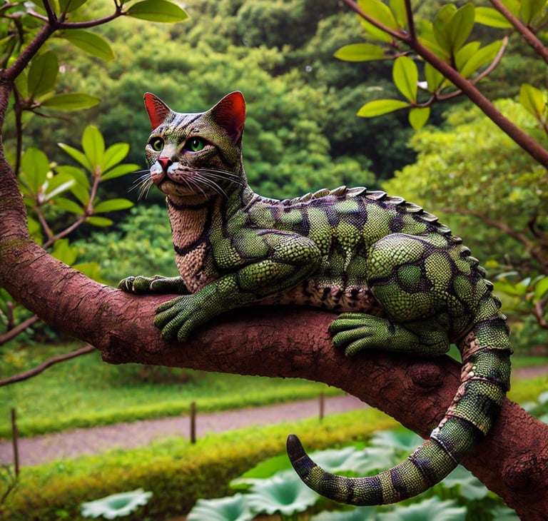 Chat écaille de tortue dans un arbre