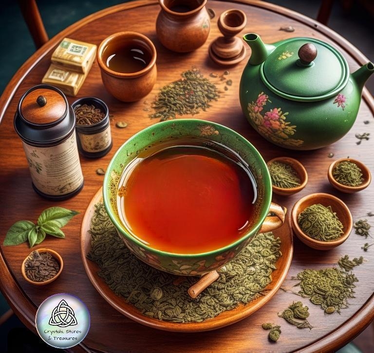 a teapot with a cup of tea and a teapot